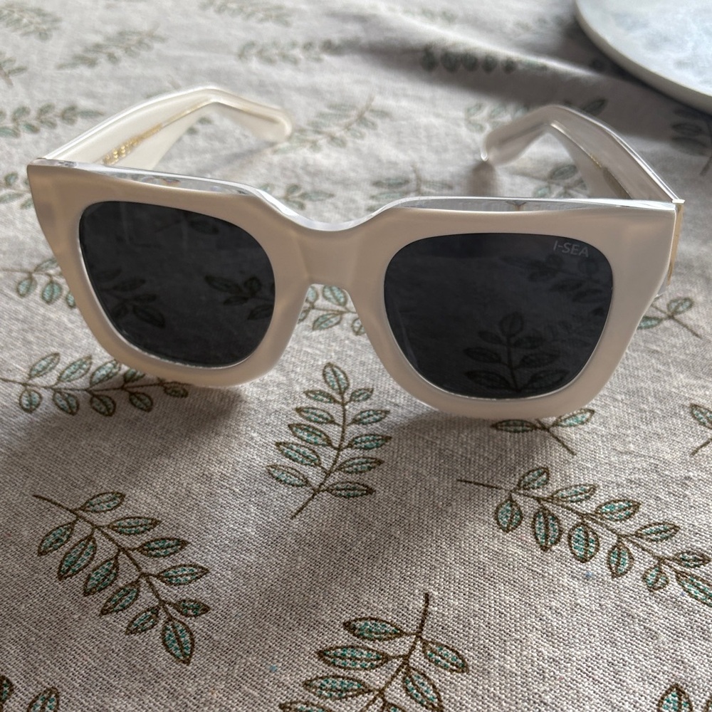 Anthropologie Cream Frame Sunglasses with Black Lenses